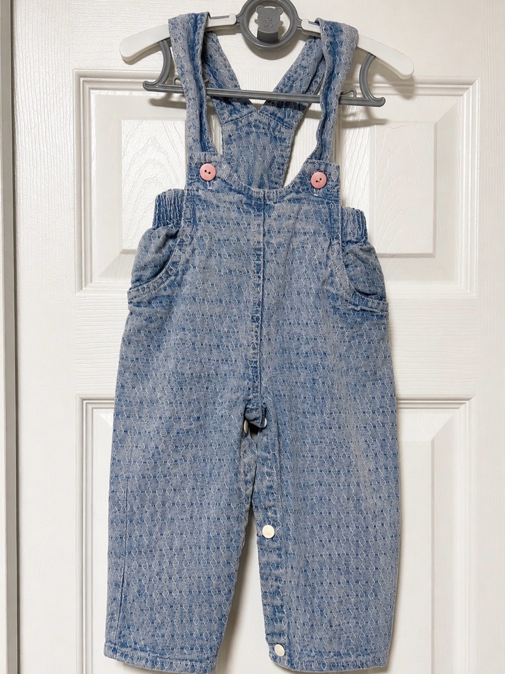 Vintage 90s San Francisco Blues Denim Overall Romper Baby 12M - Picture 1 of 7